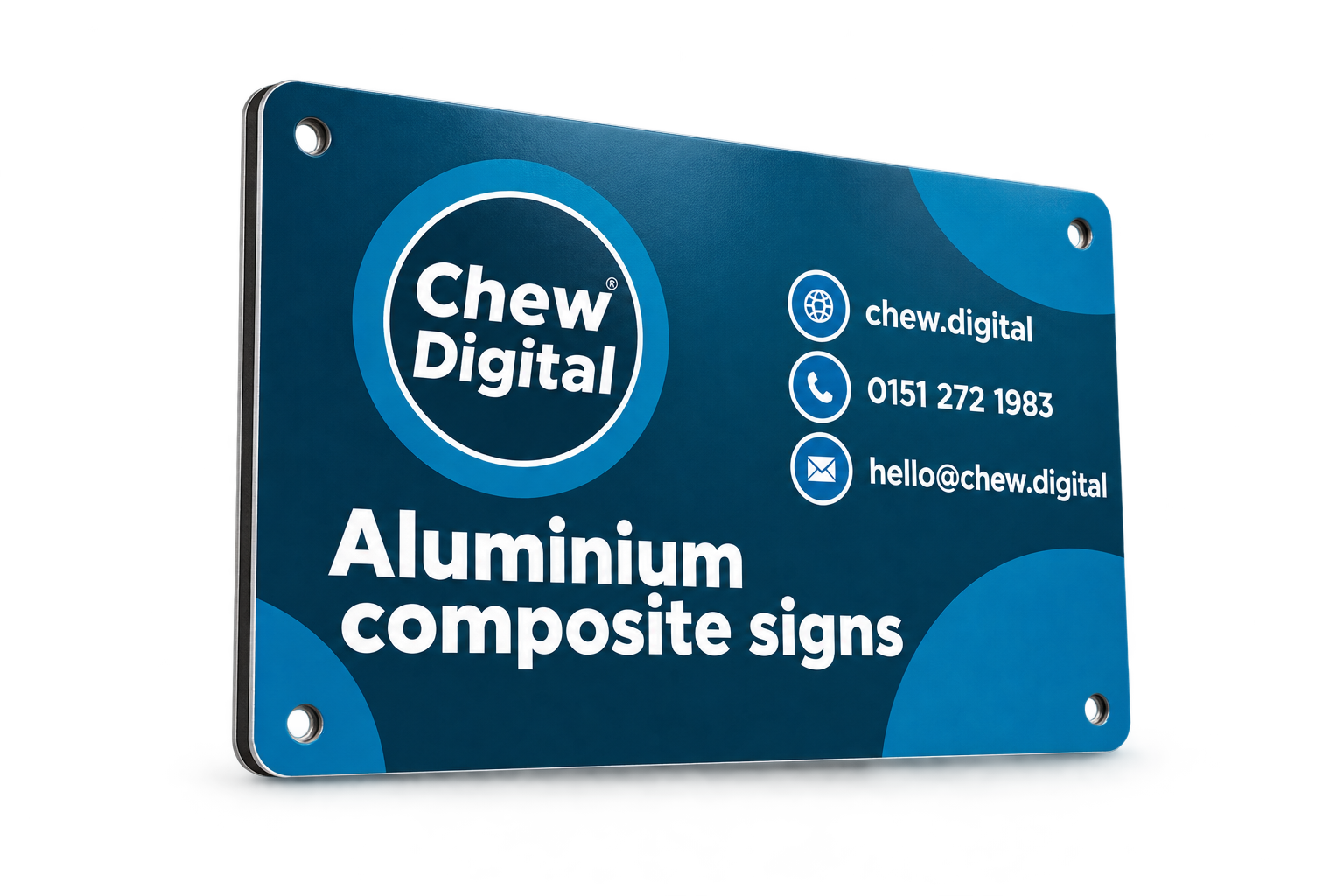 Chew Digital&reg; aluminium composite signs product mockup