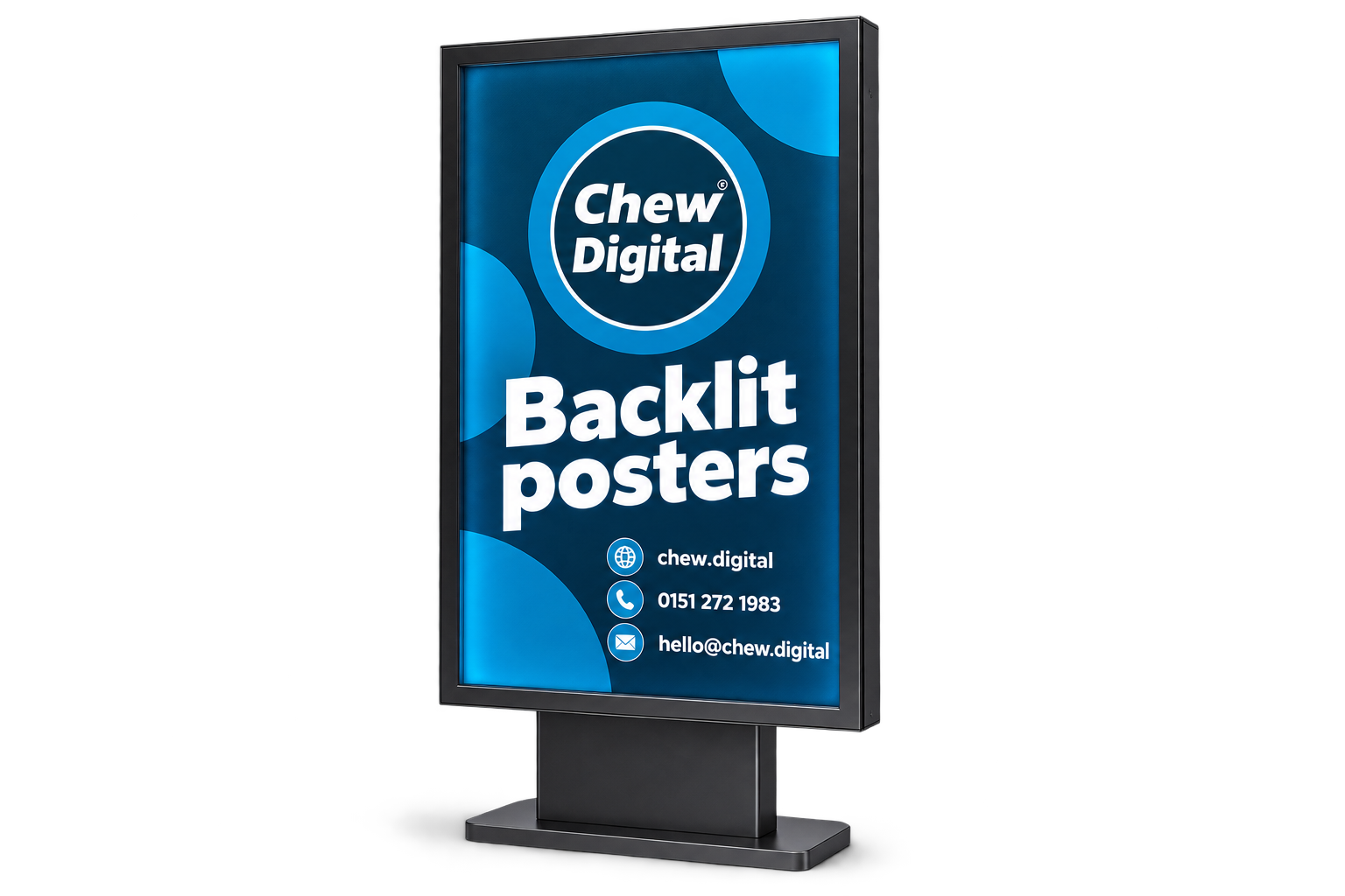 Chew Digital® backlit posters product mockup