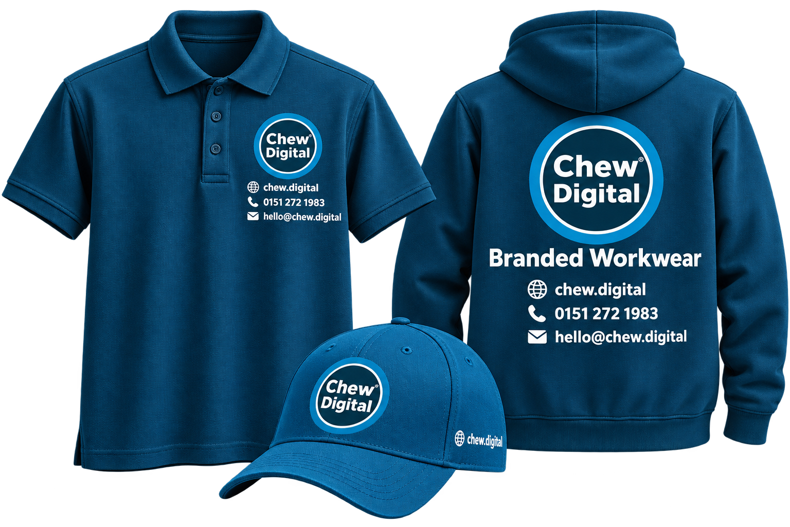 Chew Digital® branded workwear product mockup