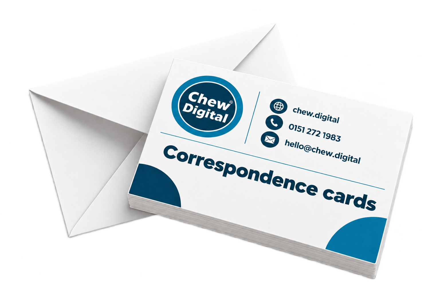 Chew Digital® correspondence cards product mockup