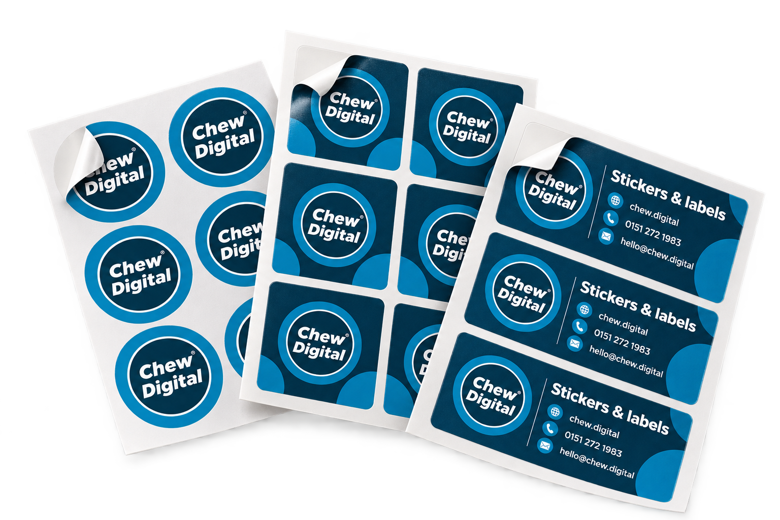 Chew Digital® stickers & labels product mockup